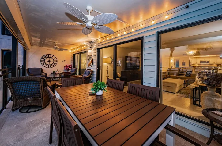 ... Nite Shots 27 x 10 Balcony Looking in Towards Living Area. Dusk..