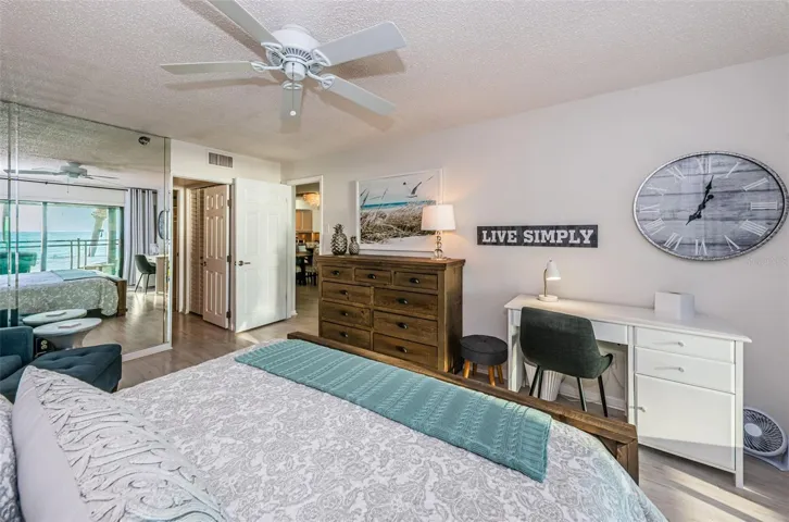 .. Master Bedroom Looking Out .. Master Bath on Left Door .. Living Areas Thru Open Door.