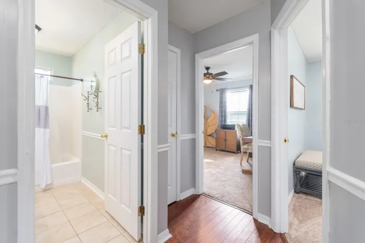 View of 2nd bathroom, and Bedroom 2 & 3