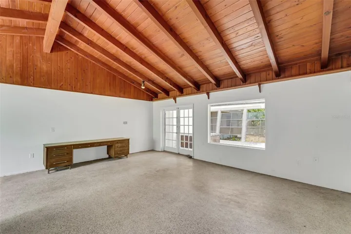 Pristine wood cathedral ceilings.
