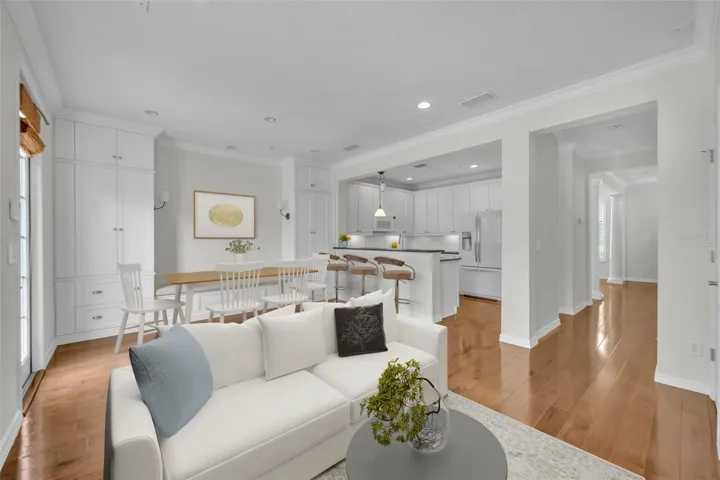 Virtually staged living and dining room