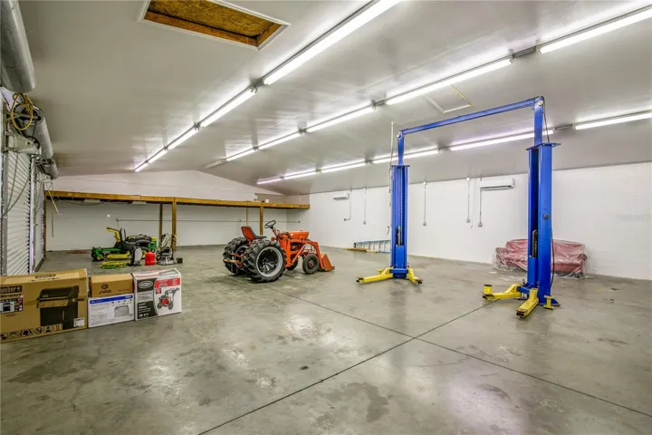 Interior of the block garage.