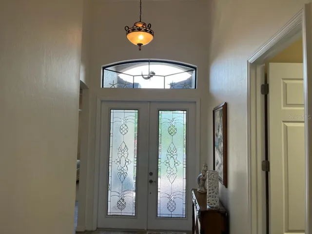 Custom designed cut glass front door.