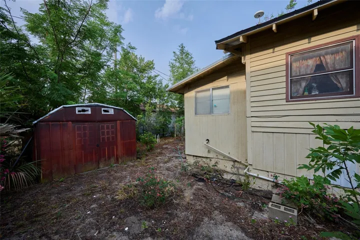 Storage shed in the backyard