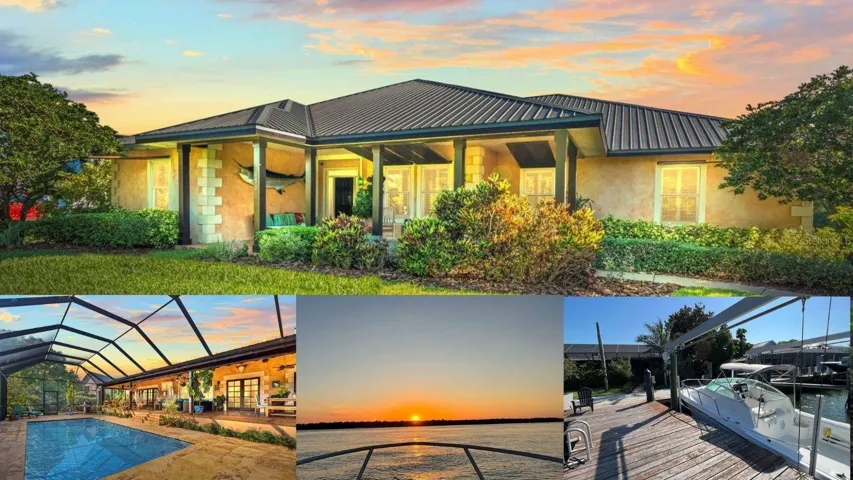 Tucked in behind beautiful lush trees for privacy, amazing outdoor space, 100 ft seawall with 2 boat lifts