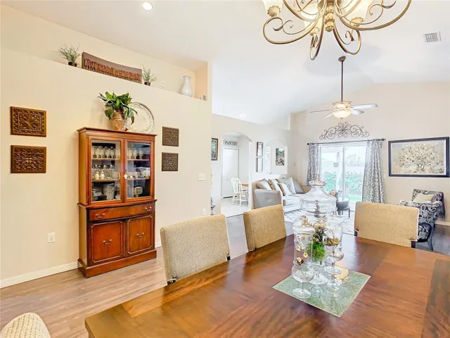 Dining room opens to the living room in this beautiful open floor plan.