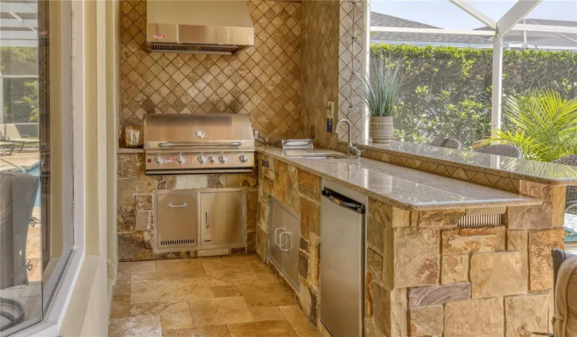 Outdoor Grill, Sink, Bar and Refrigerator