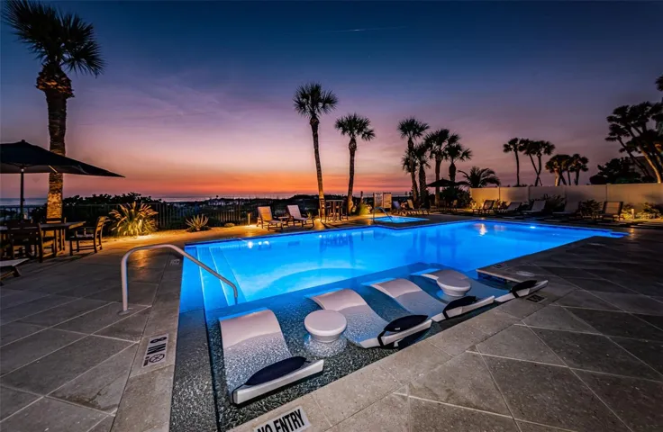 ... Perfect Night Shot of Pool & Spa Area.. Welcome to Indian Shores Florida.. Looking North West..