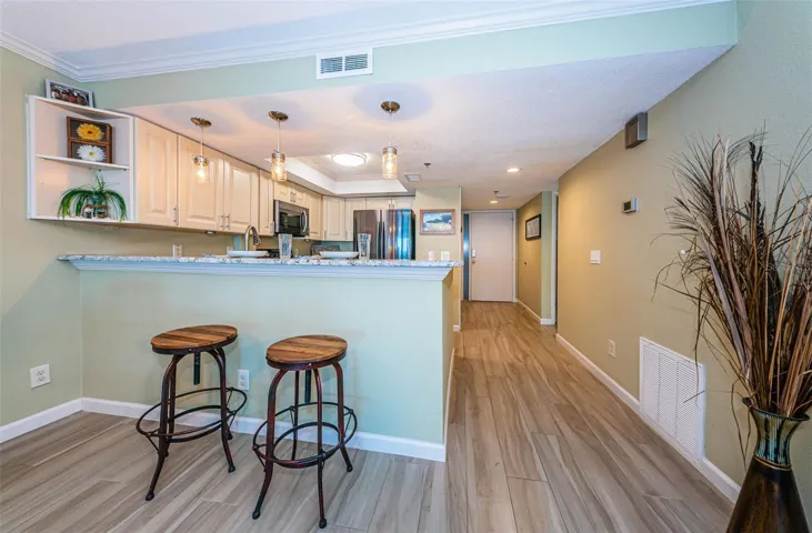 ...New Kitchen Has a Step Up With the Breakfast Bar. Allows for Privacy with Condiments etc. A more Clean Look , as they say..