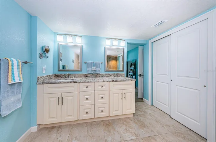 .. 12 .1 Wide By 14.4 Long Master Bathroom Suite ... 10 Foot Run of Closet on Right Wall.. Another Closet in Master Bedroom Behind Vanities.. A lot of Planning went into this Master Bathroom Layout. Sellers Love it and Wouldn't Change Anything.. In Fact. They are going to use the Layout again.