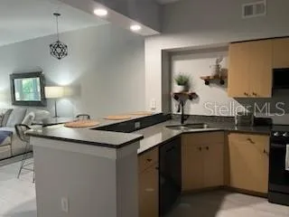 Nice kitchen area with open floor plan to the large living room, FURNISHED !!