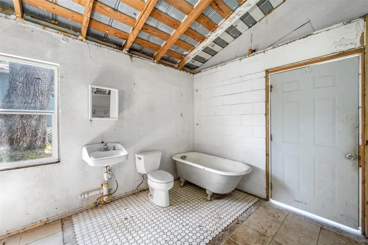 Full Bath, just needs walls built up.