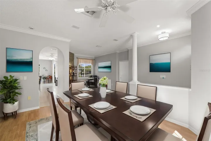 staged living room as dining area