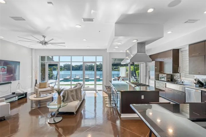 family and kitchen area