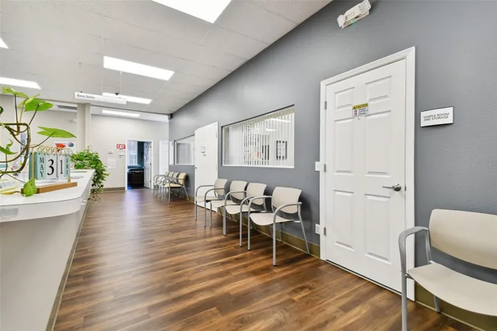 Back reception room and waiting room and exam rooms