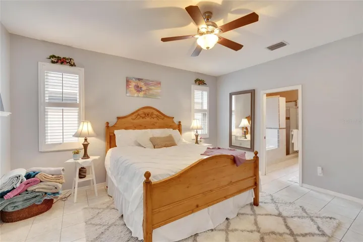 Master suite with plantation shutters
