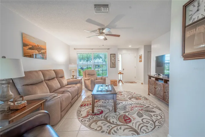 The spacious living room is ideal for entertaining.