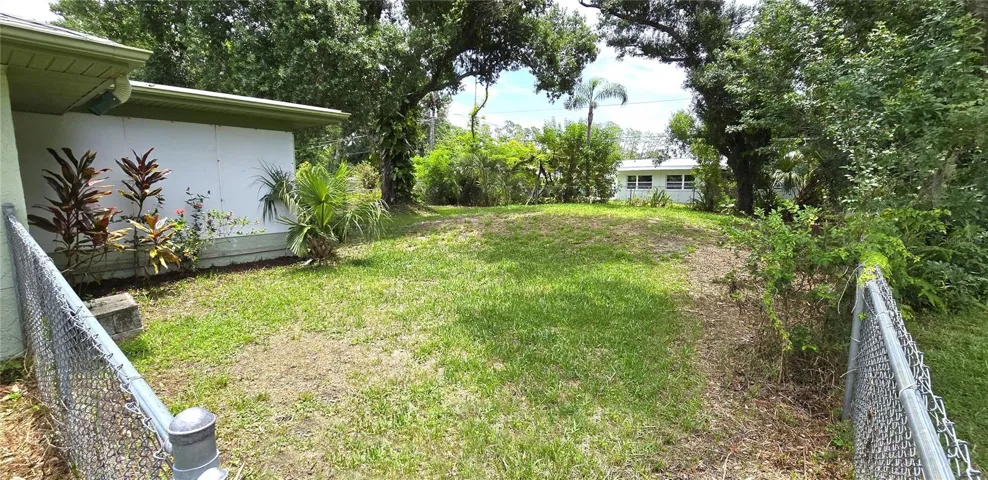 Fenced backyard view