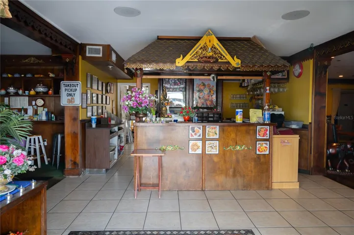 Front Entrance entering restaurant - Beverage Bar/Take Out Prep area behind counter