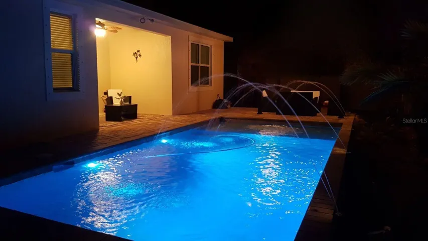 Pool lights at night