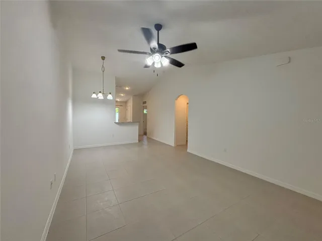 Bright and open living and dining room has loads of natural light.