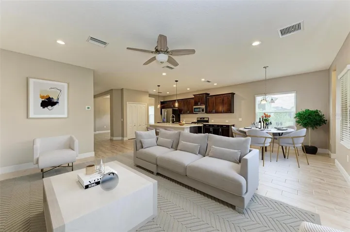 Virtually Staged Living Room and Breakfast Nook