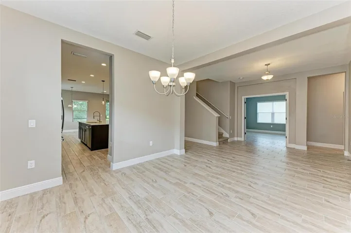 View from dining room to stairs