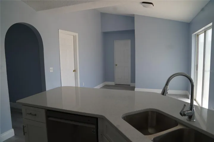looking towards the master bedroom from kitchen