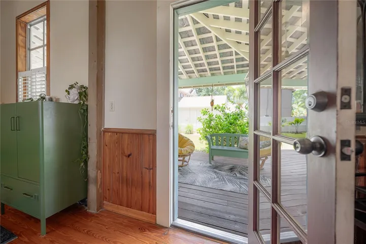 French doors from living area to side porch