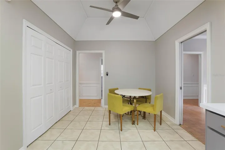 Eat-in space in kitchen and large wall pantry