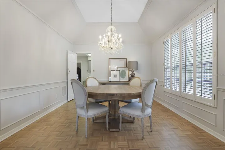 Dining room with plantation shutters