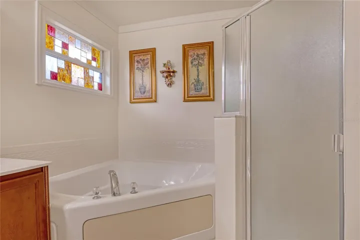 Master bath with jacuzzi tub and walk in shower