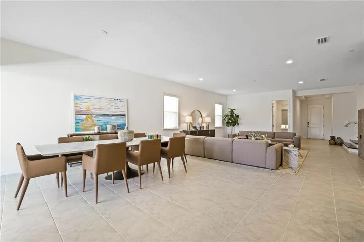 A dinning-Living combo in an open floor plan
