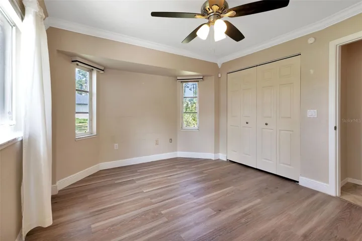 Master bedroom with build in closet.
