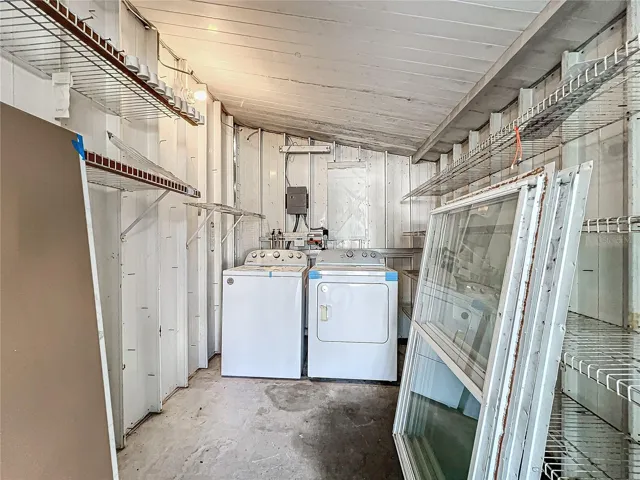 Workshop with new washer and dryer