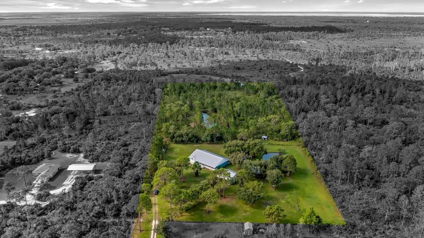 Aerial of Land and Outbuildings