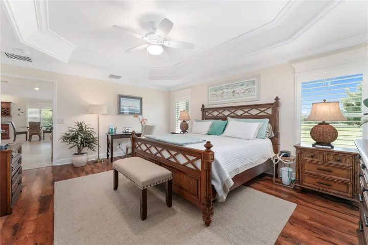 PRIMARY SUITE HAS AMPLE ROOM AND EASILY ACCOMMODATE KING BEDROOM SET.