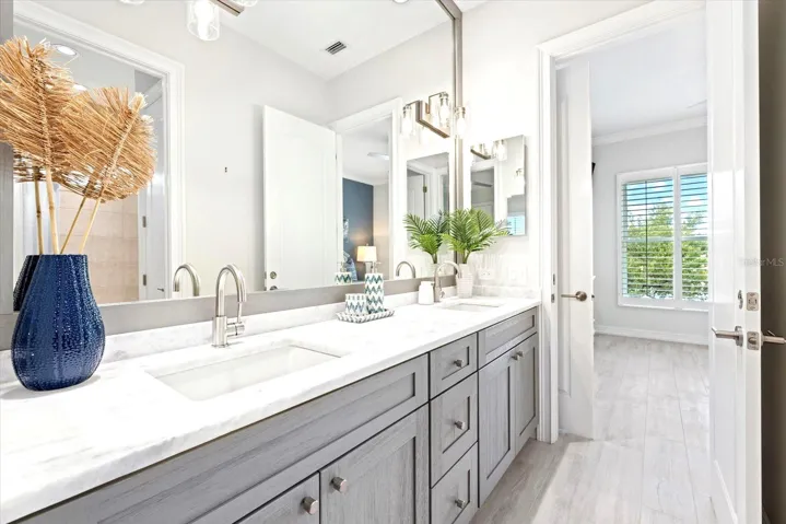 A shared jack and Jill bathroom
