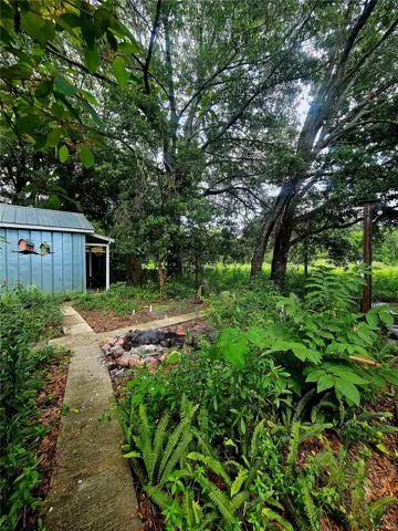 Pathway to the firepit and back of the in-law suite.
