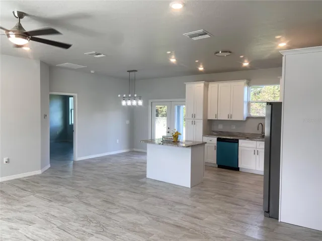 family room to open kitchen
