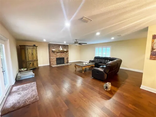 wood burning fireplace living room