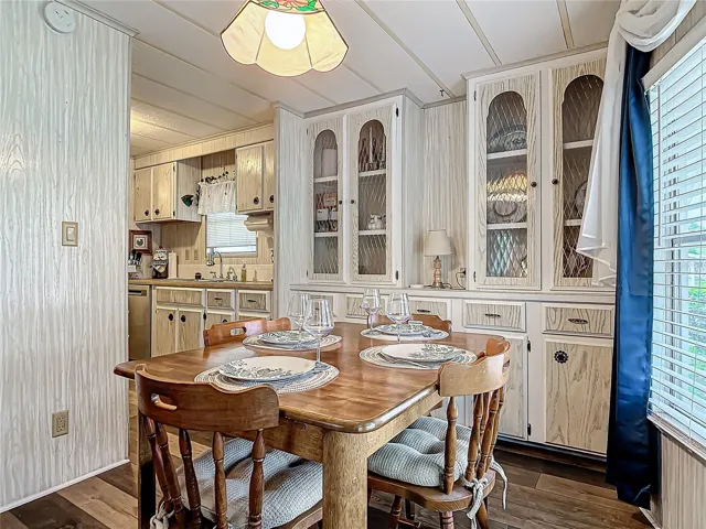 Dining area with lots of storage space/built-ins
