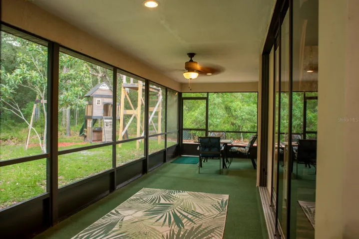 Back porch even has lighting and ceiing fan