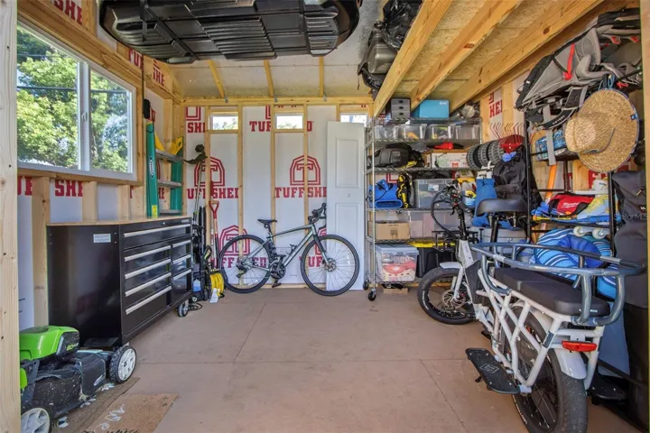 Room for bikes, lawn equipment, beach gear