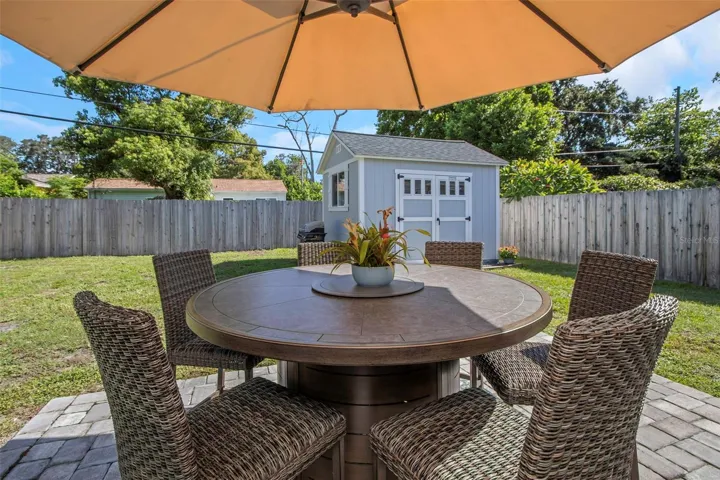 Patio for barbecues in the fully fenced in yard