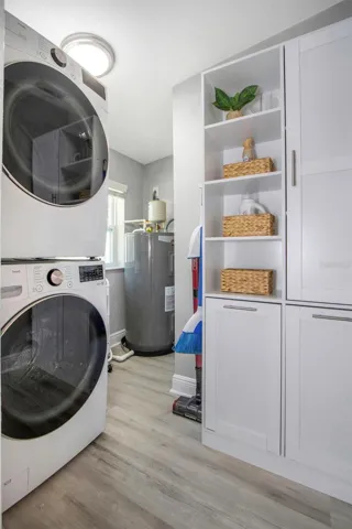 Spacious laundry room and  storage cabinet