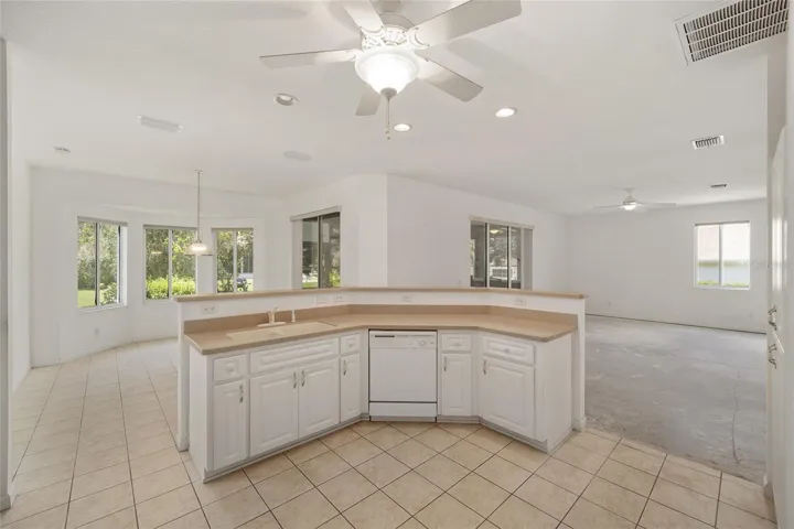 Looking into living room and dining room