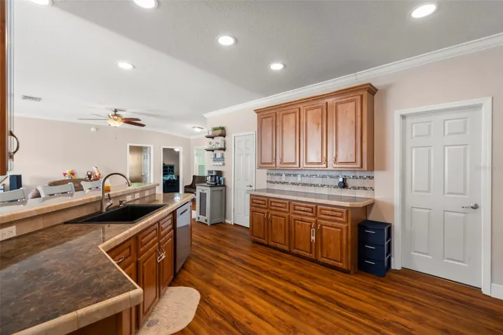 Kitchen showing door into In-Law Suite
