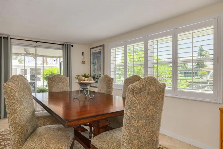 Dining area leads out to screened in porch