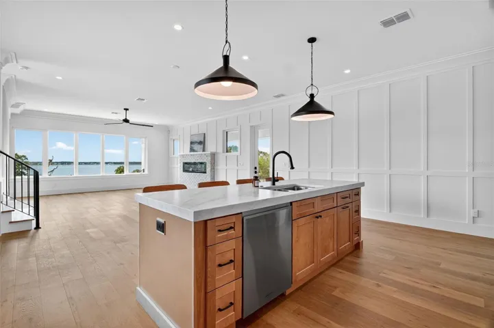 Kitchen & great room with lake view